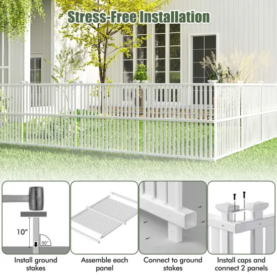 Costway 2/4 Air Conditioner Fence Panels with Metal Ground Stakes No Dig Trash Can Enclosure {4}