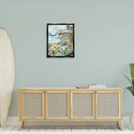 Stupell Industries Abstract Nautical Scene Framed Floater Canvas Wall Art Black Floater Frame {2}