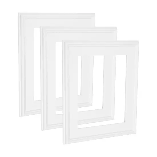 Cardinali Plein Aire Frame, White 9x12", 3 Pack - 3" Wide Moulding with Raised Edge -1/2" Rabbet Depth - Timeless Frame for Canvas - Made in USA {1}