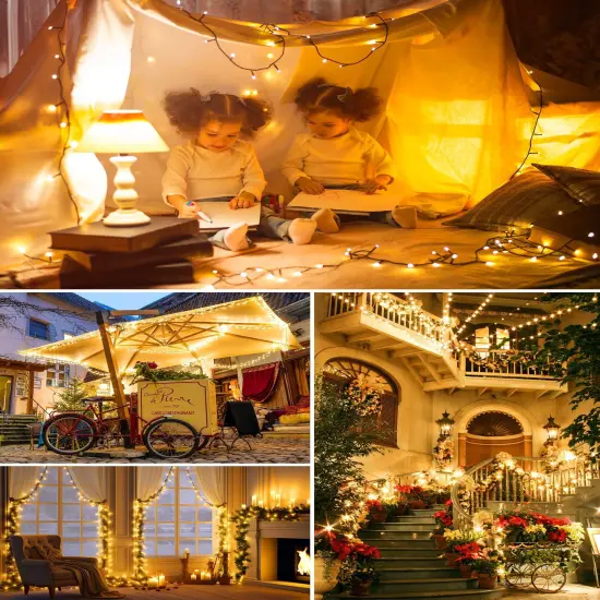 Solar String Lights for Outside, 2-Pack 200LED 78FT Total Solar Lights Outdoor IP65 Waterproof Solar Powered Lights with 8 Lighting Modes for Party Garden Yard Holiday Tree Decoration, Warm White {4}