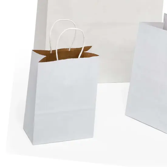 White Kraft Versa Recycled Handle Bags 13'' X 6'' X 16'' Classic {4}
