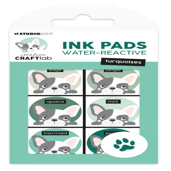 Studio Light Water-Reactive Ink Pads 6/Pkg-Nr. 28, Turquoises {1}