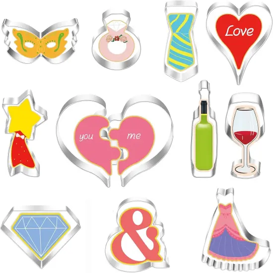12 Piece Heart Shaped Cookie Cutter Set Stainless Steel for Valentine's Day {1}