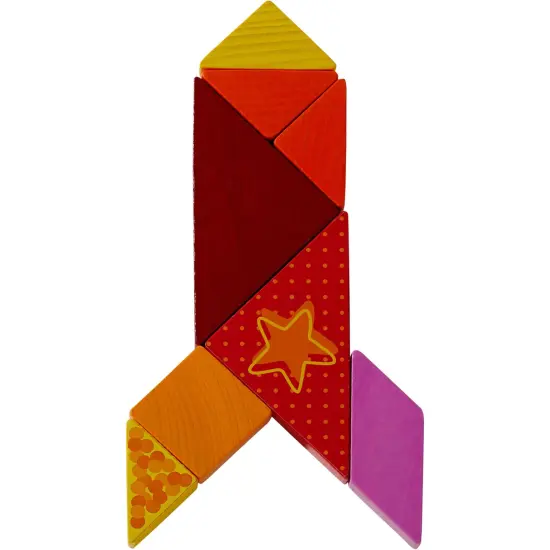 HABA Wooden Stacking Toys Funny Faces Tangram STEM Toys &ndash; 21 Geometric Shapes & 20 Challenge Cards &ndash; Educational Wooden Blocks for Toddlers Multicolor {7}