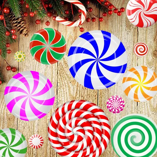 Funnlot 57PCS Peppermint Floor Decals Christmas Wall Stickers Christmas Decals for Wall Christmas Stickers for Wall Candy Wall Stickers Christmas for Candyland Decoration {4}