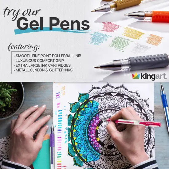 KINGART&reg; Earth Tone Gel Pens, Soft Grip, 24 Colors {4}