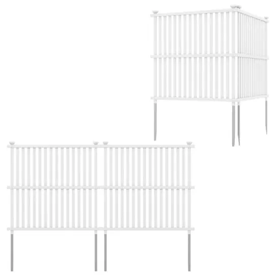 Costway 2/4 Air Conditioner Fence Panels with Metal Ground Stakes No Dig Trash Can Enclosure {1}