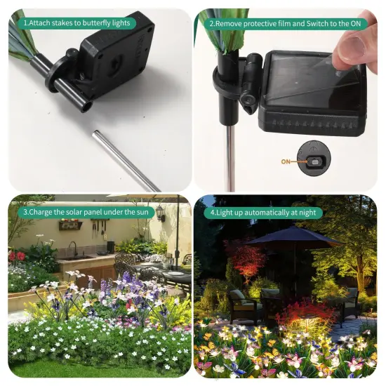 FENSAN Solar Garden Lights, Solar Lights Outdoor Garden, Garden Lights Solar Powered, Decor for Garden, Yard, Patio, Pathway, IP65 Waterproof, Solar Butterfly Lights Outdoor (2 Pack) {2}