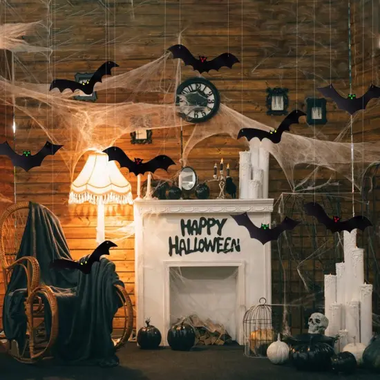 Halloween Hanging Bats 12 Pieces 3D Realistic Scary Large (3 Style) {5}