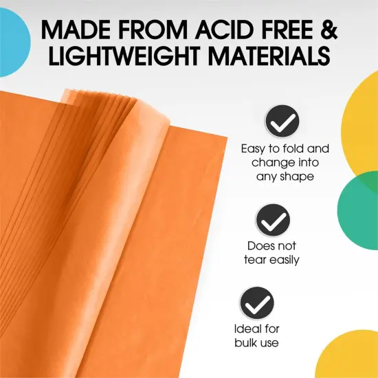 Tissue Paper for Gift Bags - 15" x 20"Bulk Tissue Paper Dark Blue 480 Sheets - 10lb Newsprint for Packing, Birthday Gift Box Filler, Packing Supplies for Moving SuppliesOrange {3}