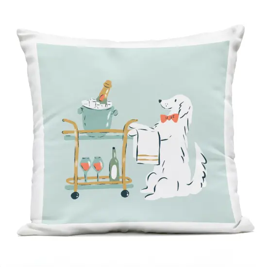 Stupell Industries Doggie Drink Cart Outdoor Pillow, 18 x 7 x 18 {1}