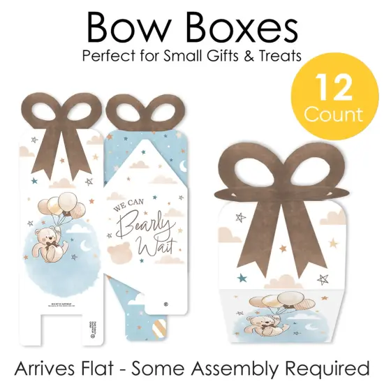Big Dot of Happiness We Can Bearly Wait - Square Favor Gift Boxes - Teddy Bear Baby Shower Bow Boxes - Set of 12 {6}