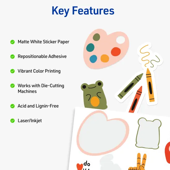 Avery Printable Sticker Paper, 8.5" x 11", Matte White, Repositionable Adhesive, Laser & Inkjet Compatible, 30 Full-Size Label Sheets (2-Pack of 3383) {2}