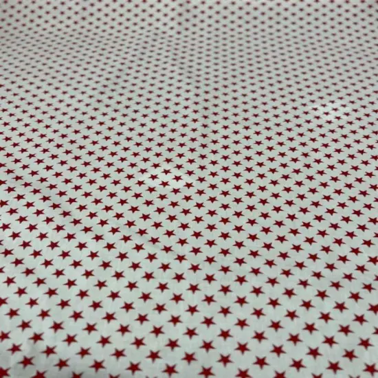 1 Yard Star Print Poly Cotton Fabric 60" Wide Soft & Durable for Apparel & Crafts Red/White {3}