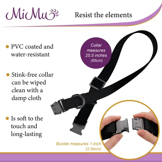 MiMu Large Silicone Dog Collar - Black 25.5in Stylish Dog Collar with Clasp Buckle {4}
