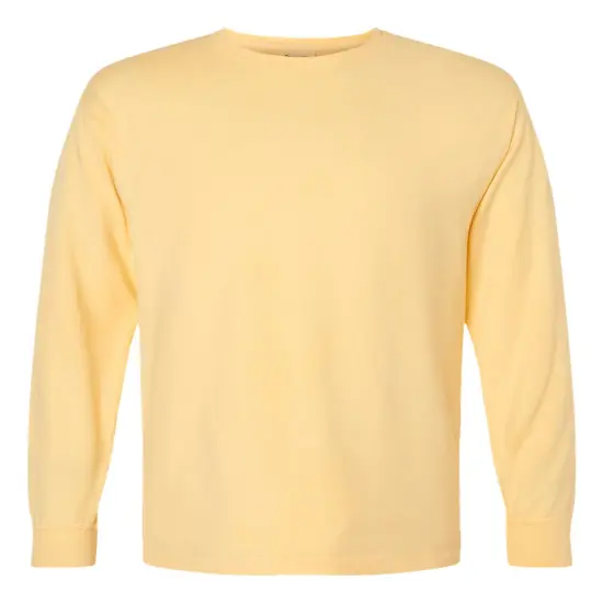Hanes&reg; Unisex Garment-Dyed Long Sleeve T-Shirt Sum squash yellow {2}