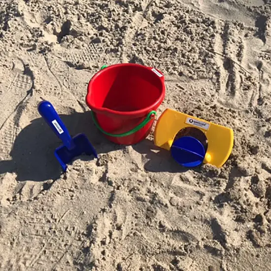 Spielstabil Toddler Sand Toys for Beach - Bucket Mill 3 Piece Set, Sandbox Toys for Kids 1.5 & Up, Includes Bucket, Sand Scoop and Spinning Wheel Multicolor {4}