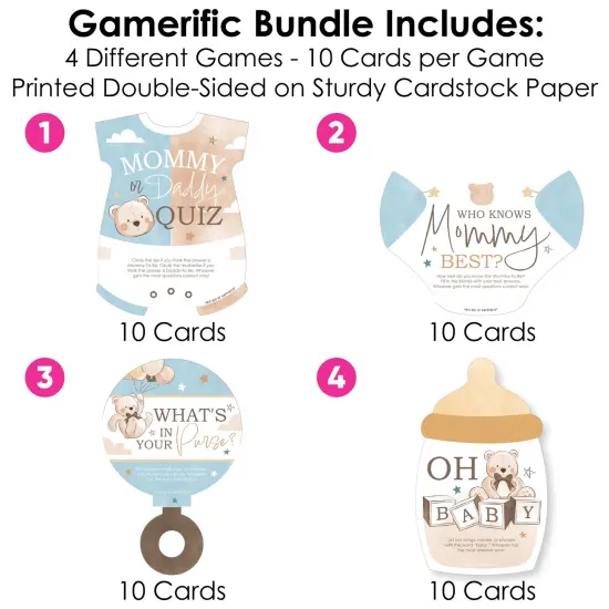 Big Dot of Happiness We Can Bearly Wait - 4 Teddy Bear Baby Shower Games - 10 Cards Each - Gamerific Bundle {4}