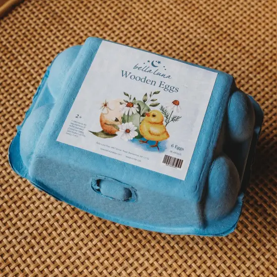 Bella Luna Toys Wooden Easter Eggs in Carton (Made in the USA) Multicolor {4}