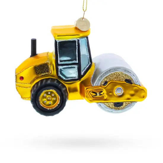 Road Roller Glass Christmas Ornament {3}