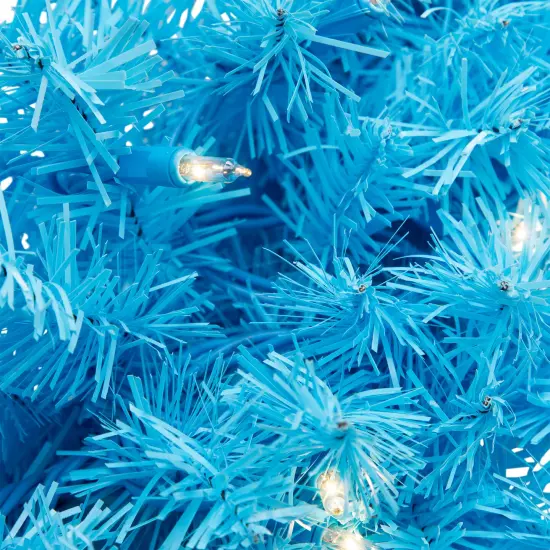 Northlight Pre-Lit Artificial Pine Christmas Wreath - 24" - Sky Blue- Clear Lights {5}