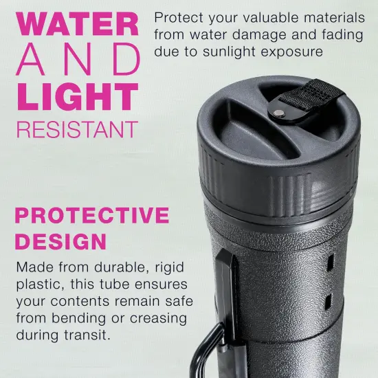 X-Large Poster Tube - Telescoping Adjustable 32" to 52" - Durable 7-1/4" Diameter Storage Tube - Art Poster Carrier Holder & Blueprint Storage Drafting Tube Travel & Protection {4}