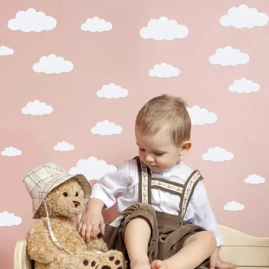 31 pcs Big Clouds Vinyl Wall Decals DIY Wall Sticker Removable Wall Art Decor 4-10 inch for Living Room Nursery Kids Room(White) {6}