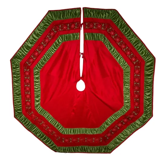 Kurt Adler 72-Inch Red and Green Gathered Border Tree Skirt {2}