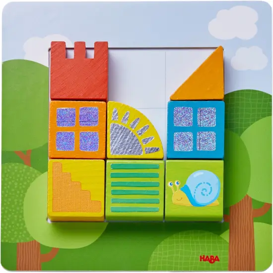HABA Animal Squares Chunky Wooden Puzzle Building Blocks Arranging Game with Template Cards, Montessori Toys Toddler Puzzle Ages 2+ (Made in Germany) Multicolor {5}