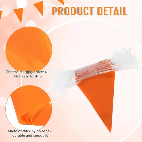 200 Feet Solid Pennant Banners Flags String Triangle Hanging (Orange) {4}