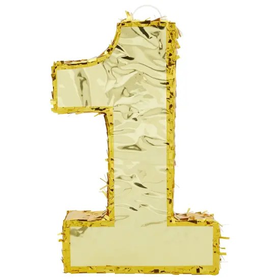 Juvale Gold Foil Number 1 Pinata for Kids Ages 3–14 Birthday Party Decorations, Centerpieces, Anniversary Celebrations, Small (16 x 3 x 10 In) {7}
