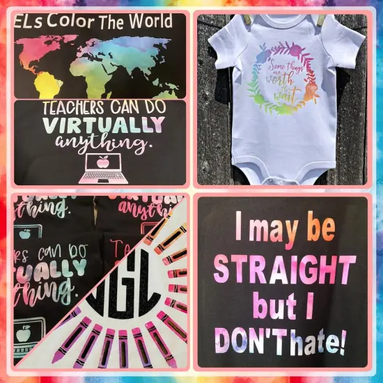 8 Sheets 10x12 Inch Rainbow Iron On Vinyl Ombre Htv for Clothes {4}