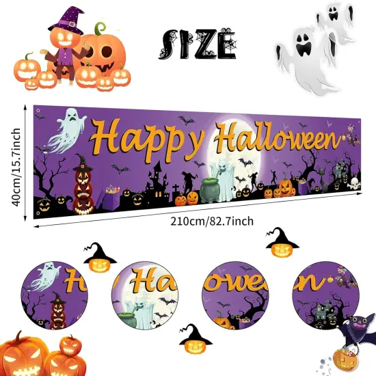 Happy Halloween Banner - 210 x 40 cm (Purple) {2}