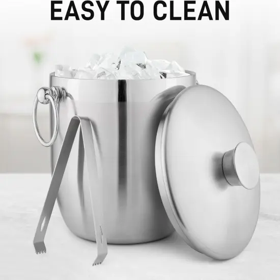 Kitchen Premium Stainless Steel Double-Wall Insulated Ice Bucket Kit {5}