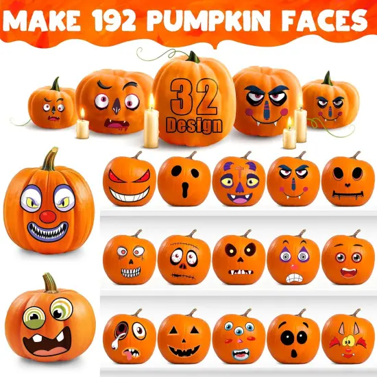 Pumpkin Face Stickers Halloween {3}