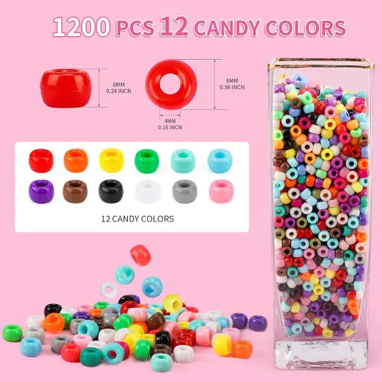 1200+pcs Pony Beads 9mm - Solid Colors {2}
