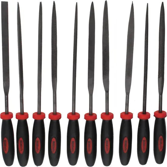 The Beadsmith Needle File Set, 10 Pieces Hand Metal Files, 10MM 2 Cut, Steel Set Includes: Round, Triangle, Knife File, Oval, Flat Blunt, Flat Tapered, Half-Round, and Square {1}