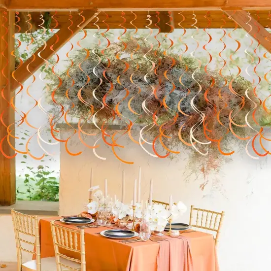 36Pcs Orange Hanging Swirl Decorations Ombre Orange Felt {5}