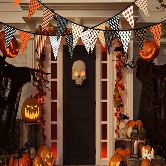 Fabric Pennant Banner - Halloween Decorations (Orange) {4}