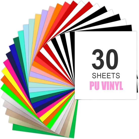 HTV Heat Transfer Vinyl, 30Pcs 12" x 12" PU Vinyl Bundle- 27 Colours {1}