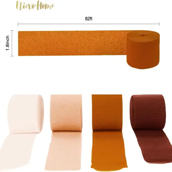 Wedding Decorations, 8 Rolls Rust Orange Brown Crepe Paper Streamers-82 Ft Long {3}