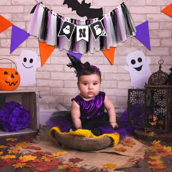 Halloween High Chair Banner - Spooky Baby First Birthday Decorations {4}