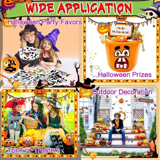 80 Faces Large Halloween Pumpkin Stickers {3}