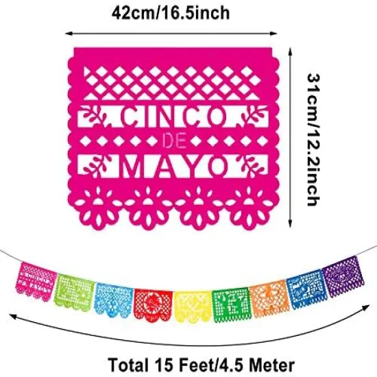 4 Packs Mexican Party Banner 60 Feet Fiesta Plastic Papel Picado Banner {2}
