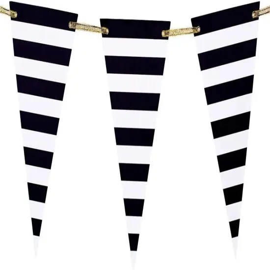 Black Striped Banner Pirate Pennant Decoration {3}