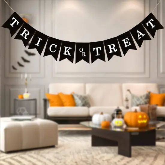 Trick or Treat Burlap Banner - Halloween Party Decorations {4}