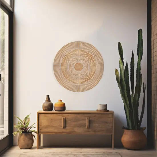 Wooden Wall D&eacute;cor Hand Curved Round Wall Accent - 36" {1}