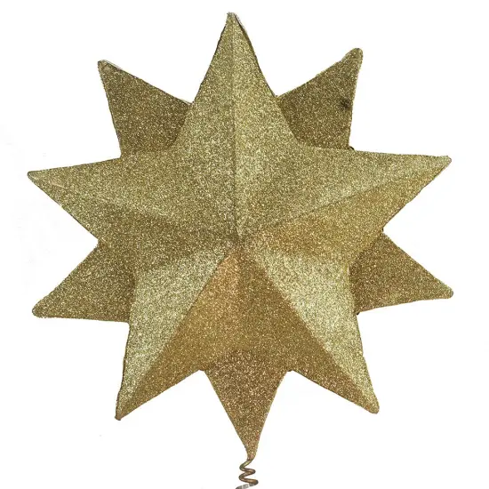 White and Gold Jeweled Star Treetop - 16 Inch {5}