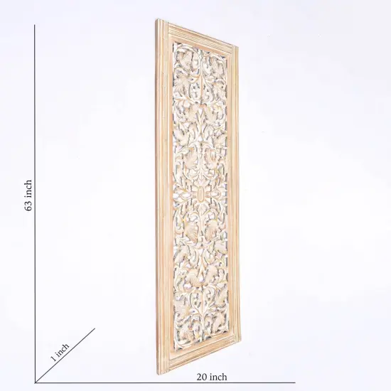 Wooden Floral Hand Carved Mandala Wall Decor Accent - 20" x 63" {4}