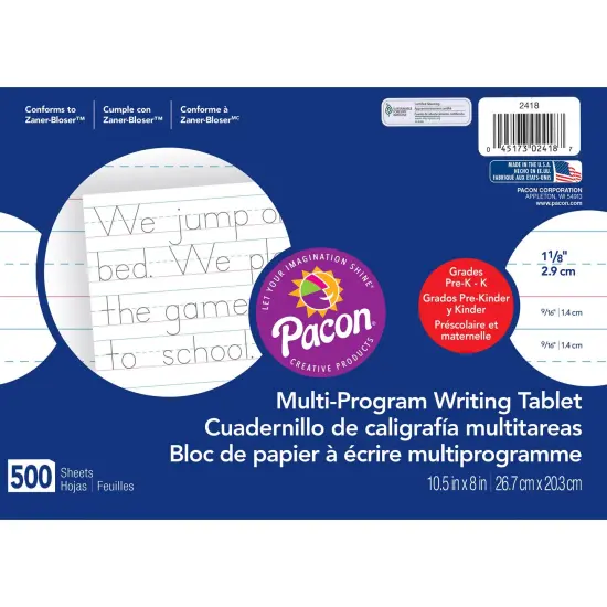 Multi-Program Handwriting Paper, 1-1/8" Ruled (Long Way), White, 10-1/2" x 8", 500 Sheets {1}